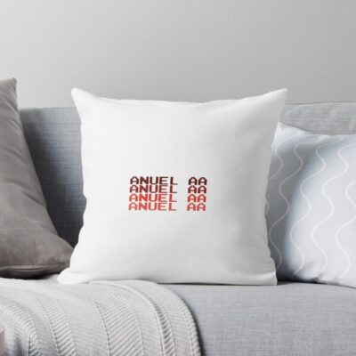 Red Anuel Aa Logo Throw Pillow Official Anuel AA Merch